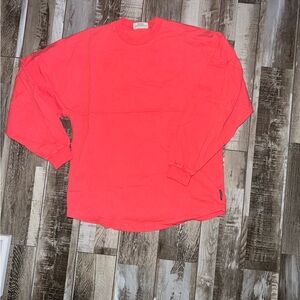 Spirit Vibrant Coral Pink Long Sleeve Top “Namaste Buffalo”